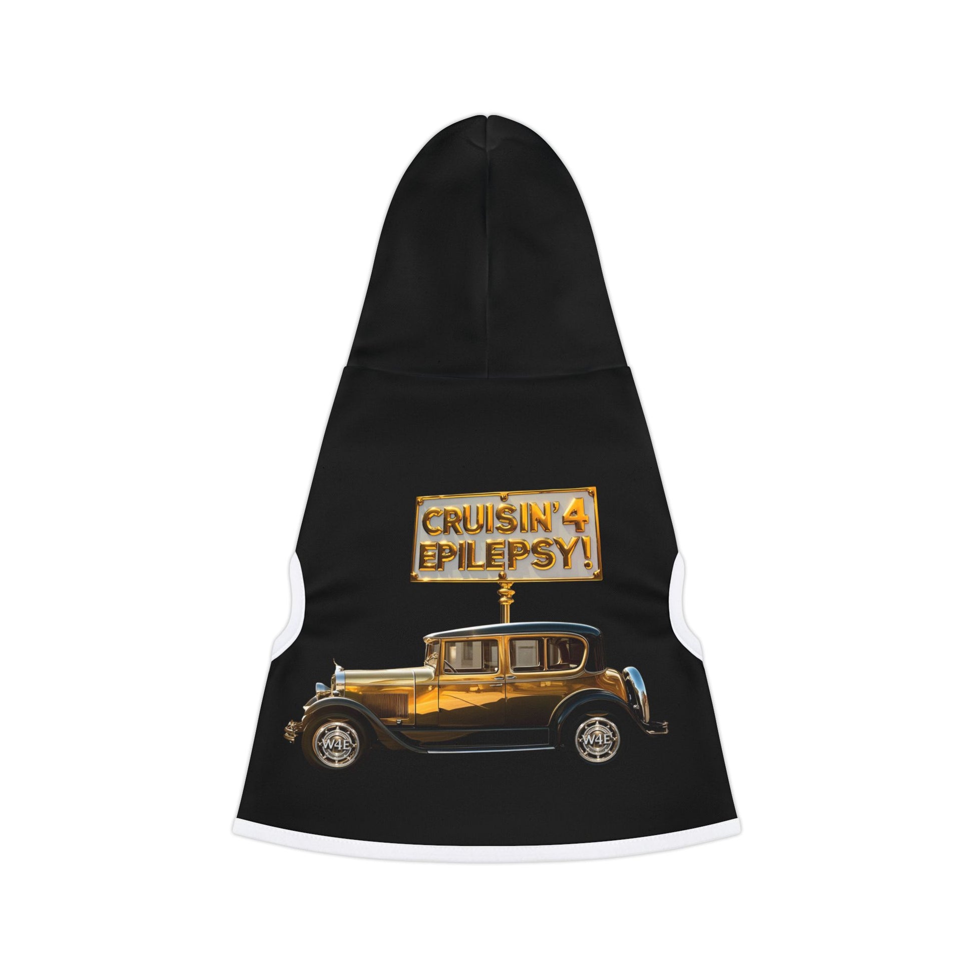 Gold Vintage Car Cruisin’ 4 Epilepsy Black Pet Hoodie
