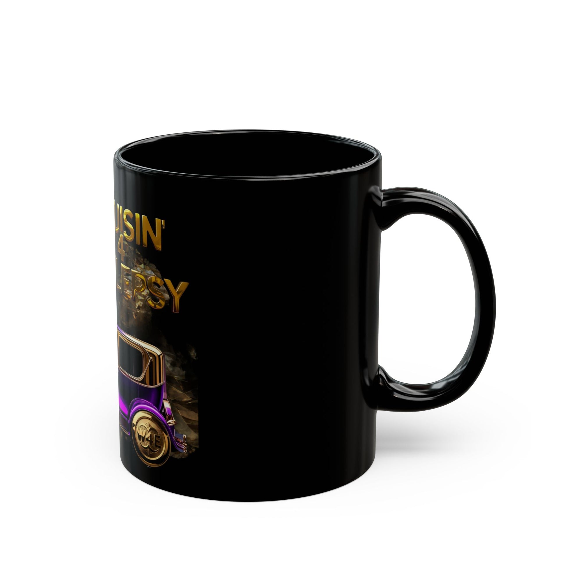Cruisin' 4 Epilepsy Black Mug - Support Awareness, Gift for Epilepsy Advocates, Classic Car Theme, Perfect for Coffee or Tea Lovers