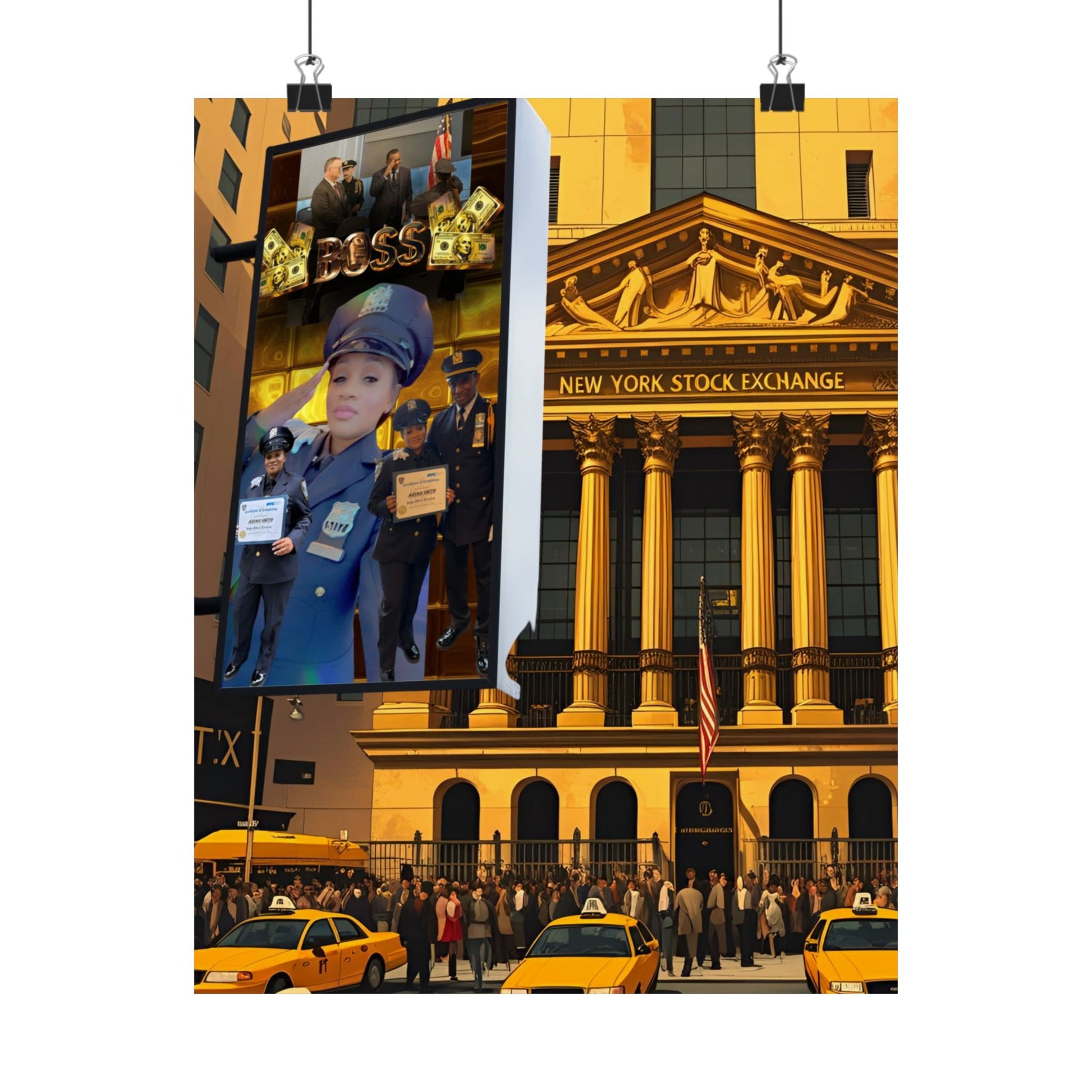 Urban Wall Art Print, NY Stock Exchange Satin Poster, New York City Decor, Modern Wall Art, Gift for NYC Lovers, Home Office Decor