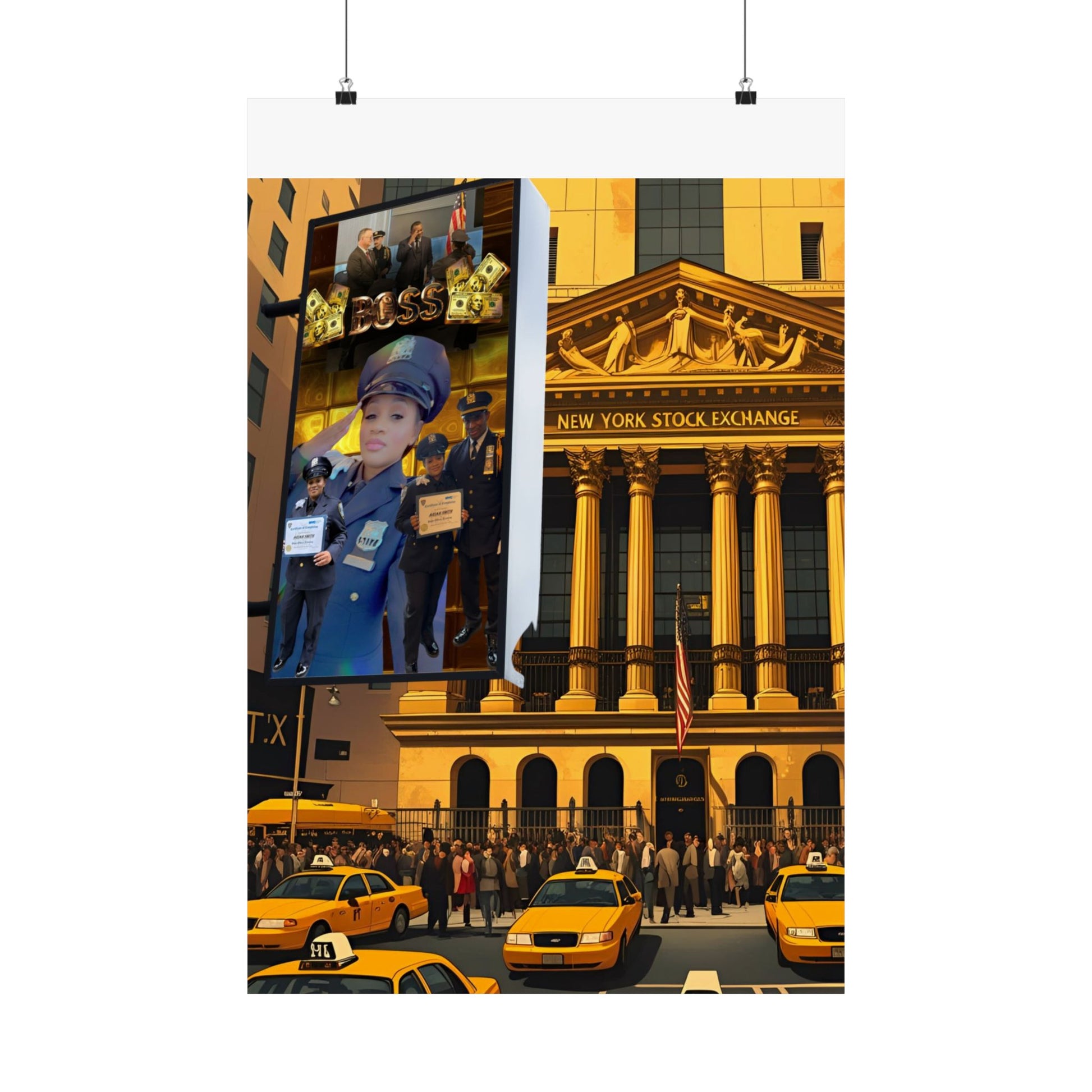 Urban Wall Art Print, NY Stock Exchange Satin Poster, New York City Decor, Modern Wall Art, Gift for NYC Lovers, Home Office Decor
