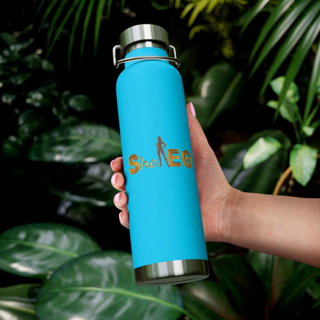 SheEO Inspirational Copper Water Bottle, Motivational Travel Mug, Reusable Drink Container, Gift for Her, Eco-Friendly Hydro Flask