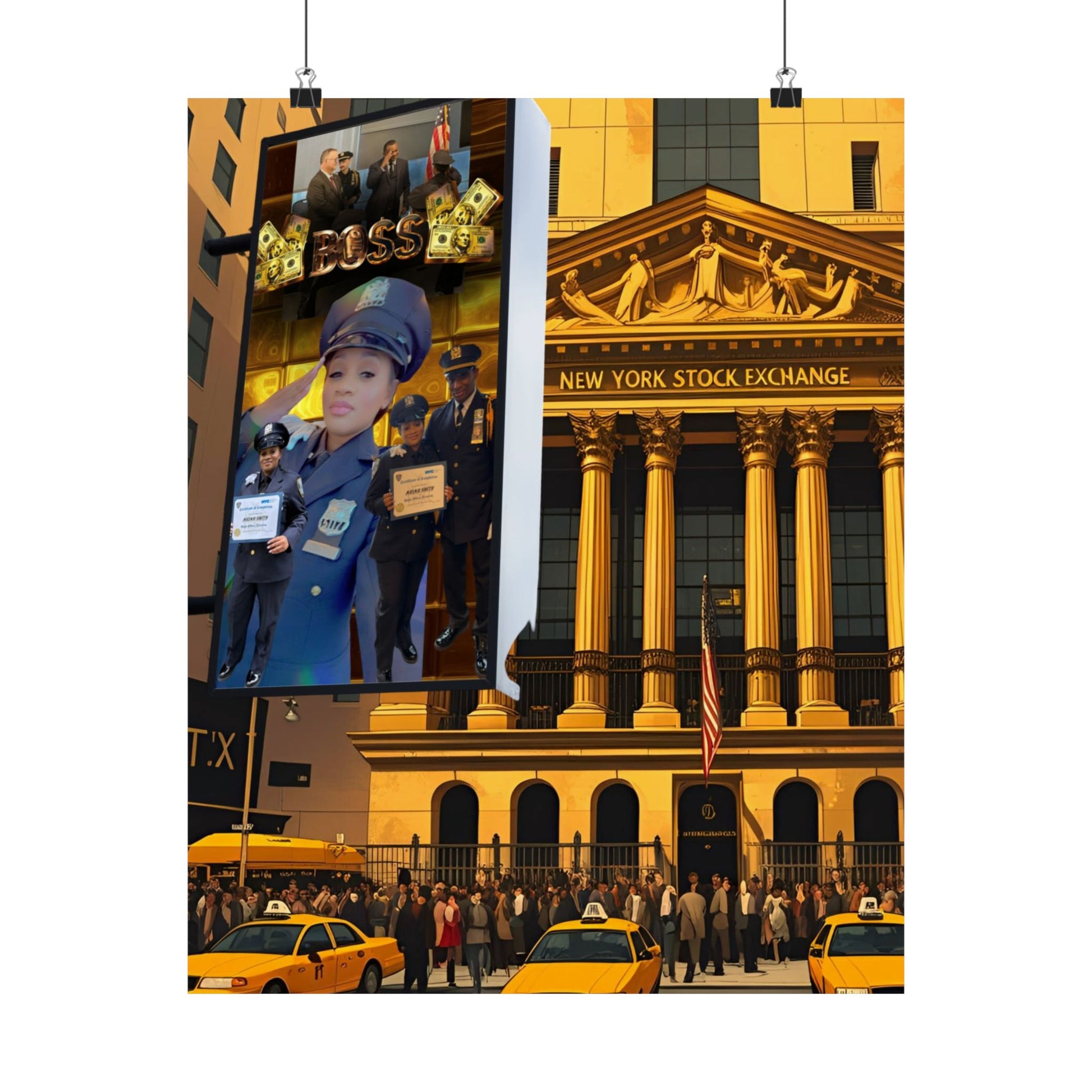 Urban Wall Art Print, NY Stock Exchange Satin Poster, New York City Decor, Modern Wall Art, Gift for NYC Lovers, Home Office Decor