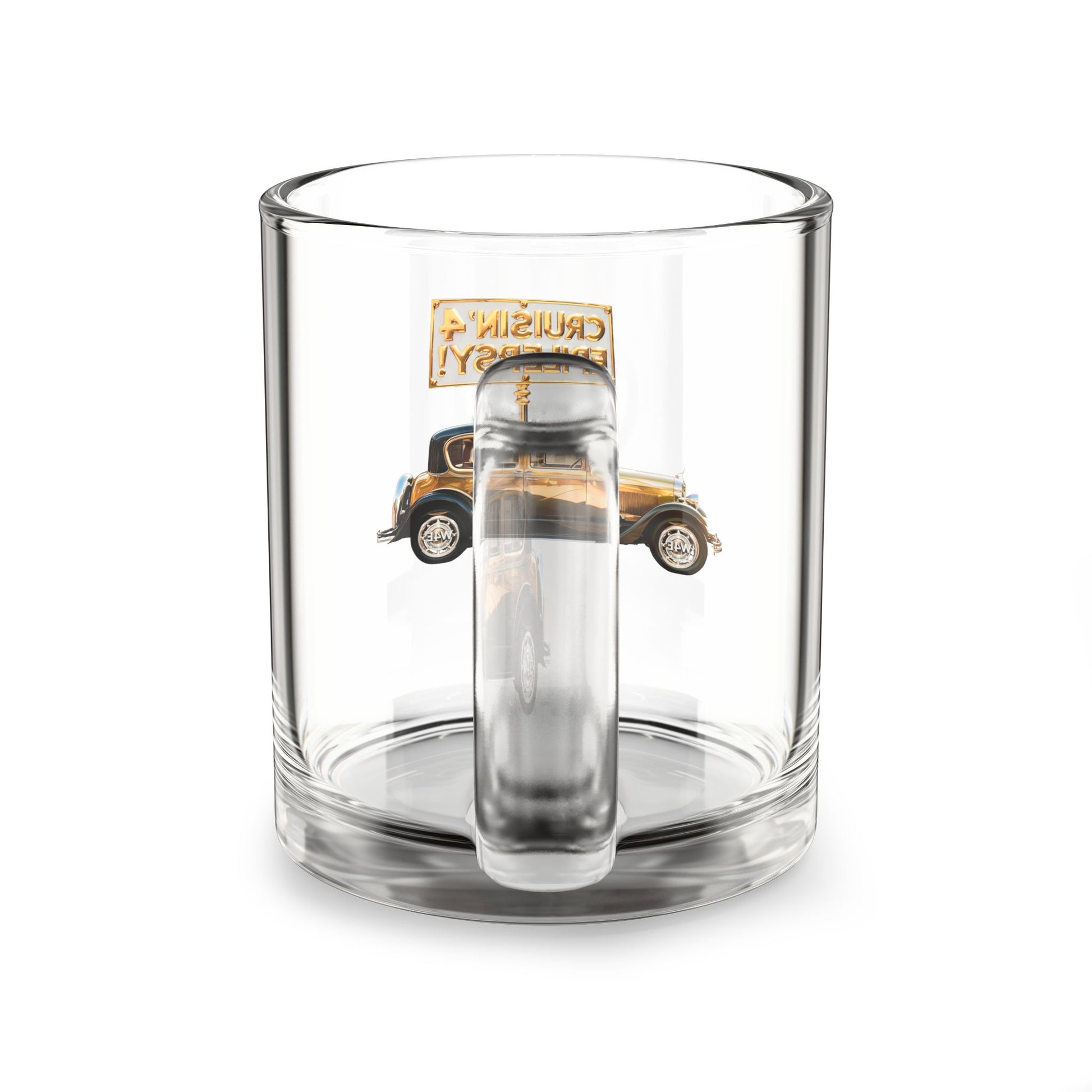 Gold Vintage Car Cruisin' 4 Epilepsy Glass Mug, 10oz