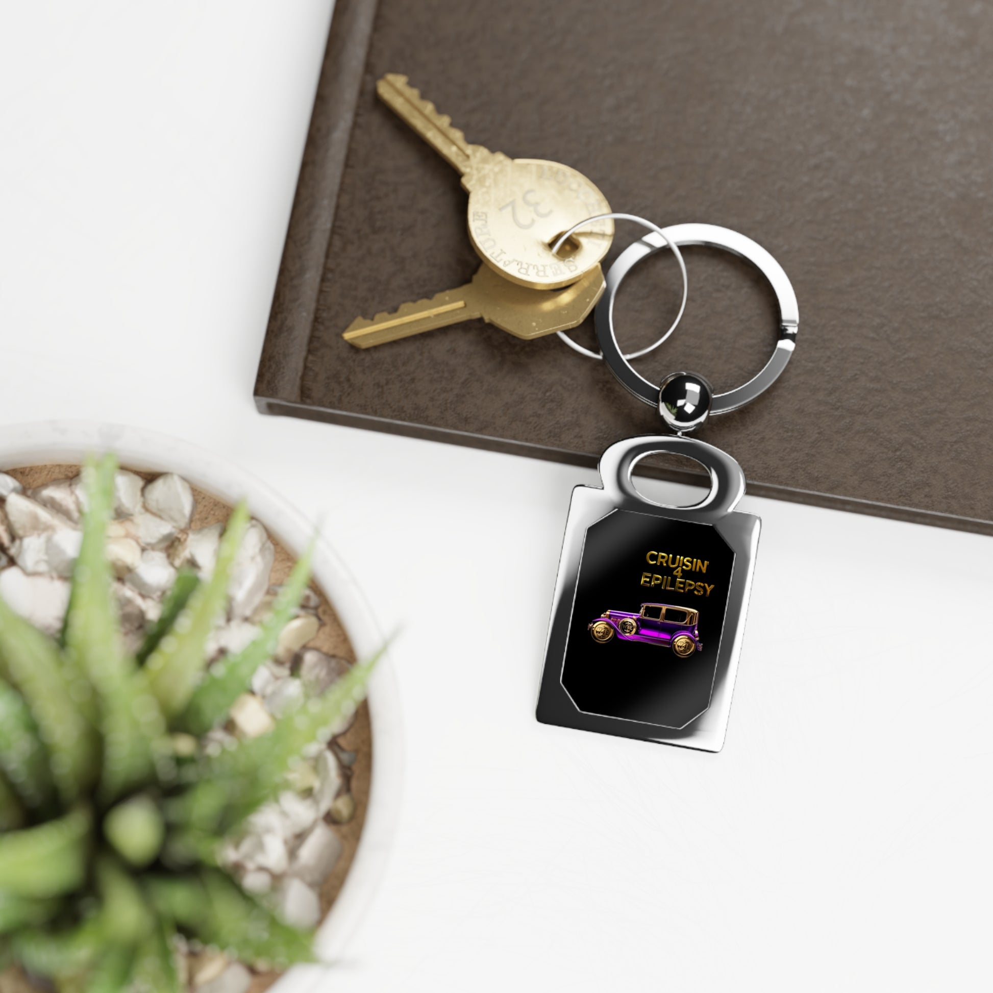 Purple Vintage Car Cruisin' 4 Epilepsy Photo Keyring