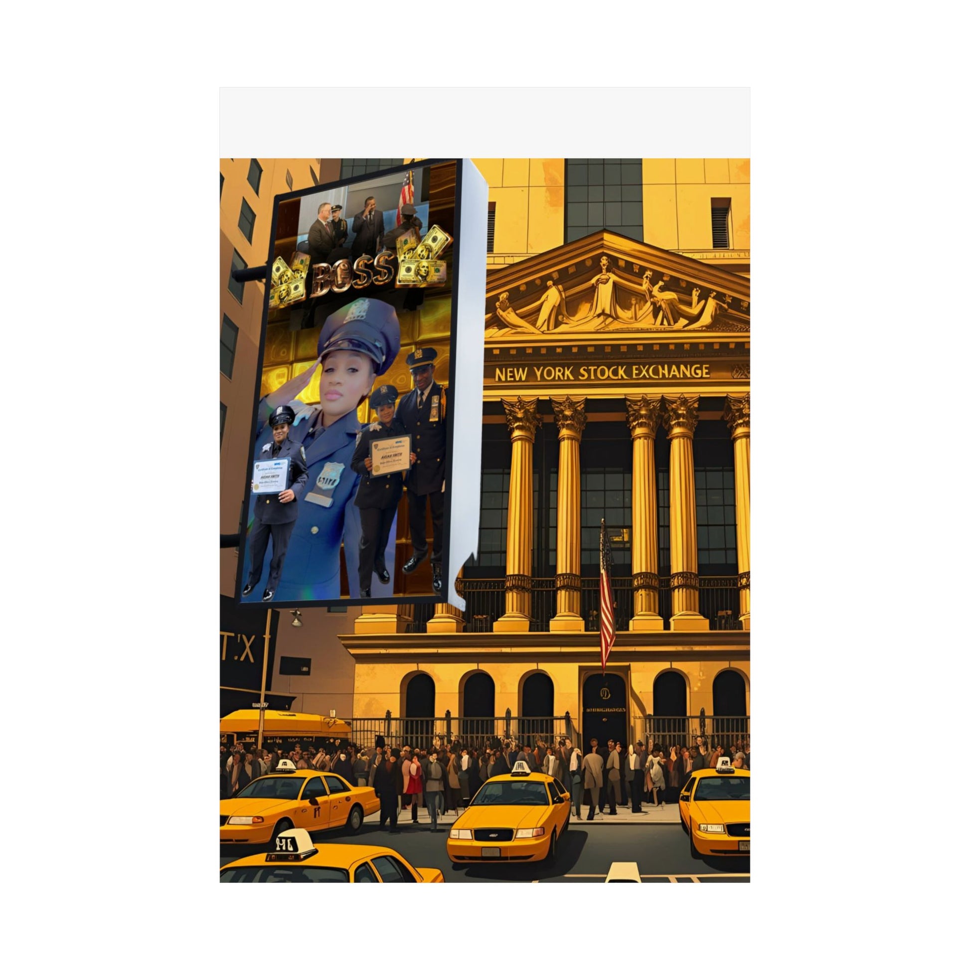 Urban Wall Art Print, NY Stock Exchange Satin Poster, New York City Decor, Modern Wall Art, Gift for NYC Lovers, Home Office Decor