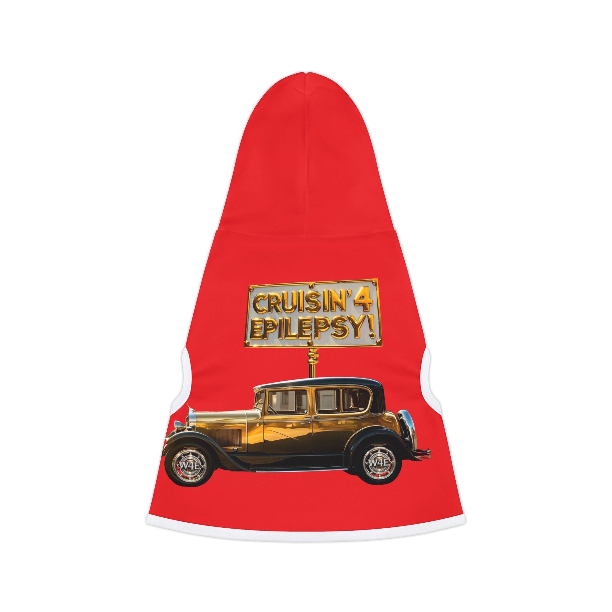 Gold Vintage Car Cruisin’ 4 Epilepsy Pet Hoodie, Red