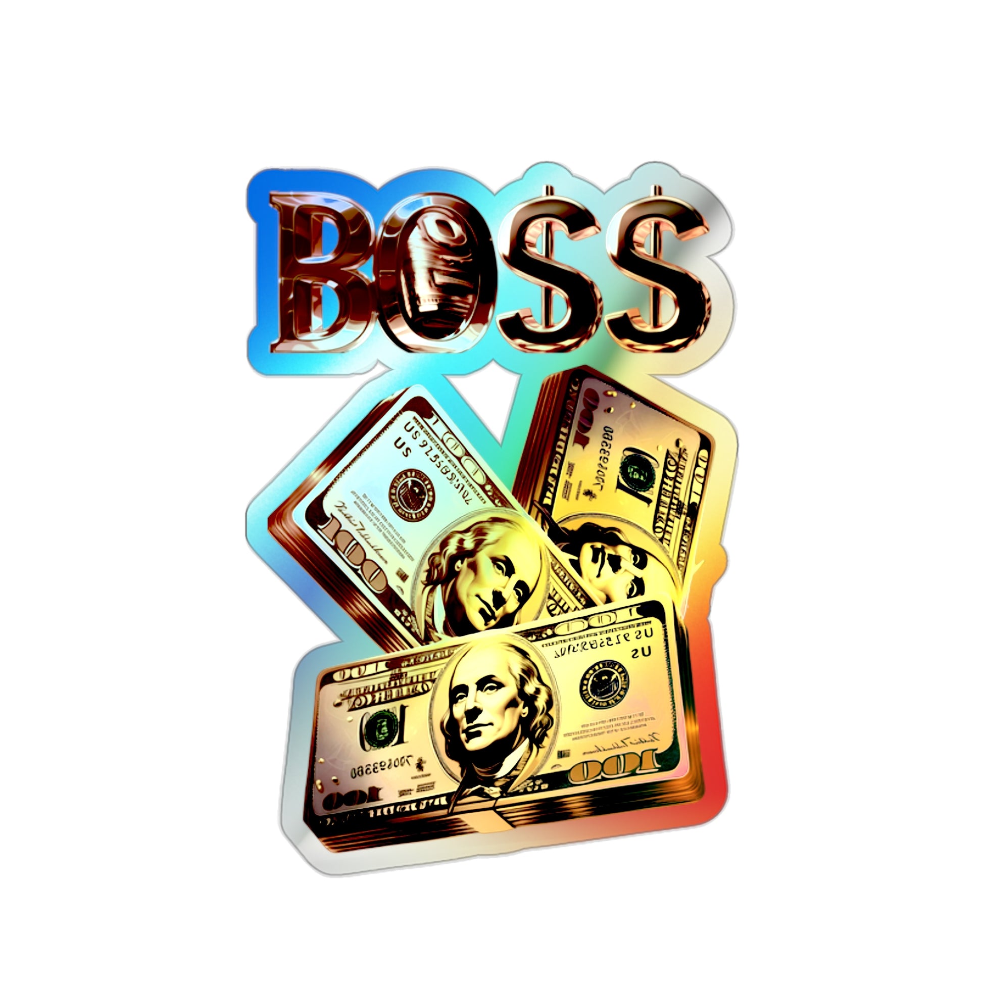 Holographic Boss Die-Cut Stickers - Motivational Skateboard and Laptop Decor, Trendy Gifts for Entrepreneurs, Cool Accessories