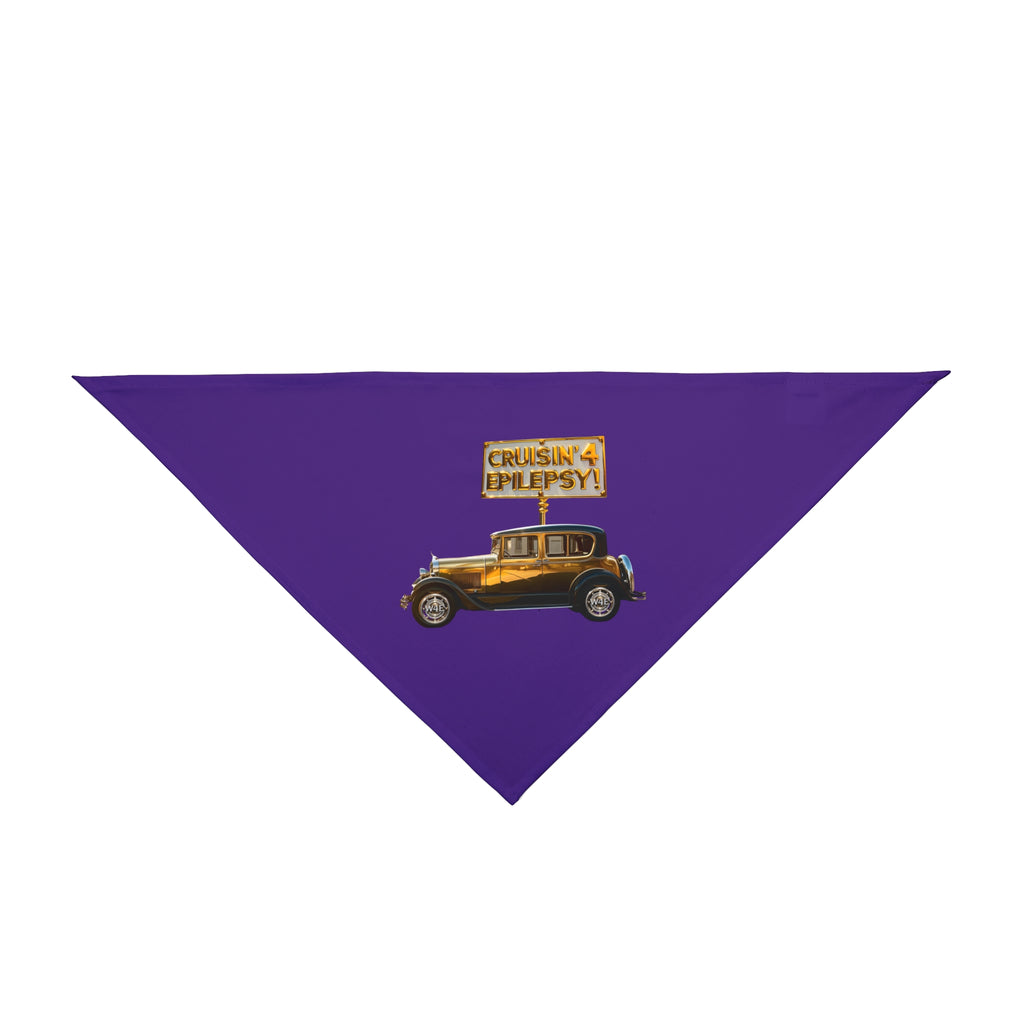 Gold Vintage Car Cruisin' 4 Epilepsy Pet Bandana, Purple