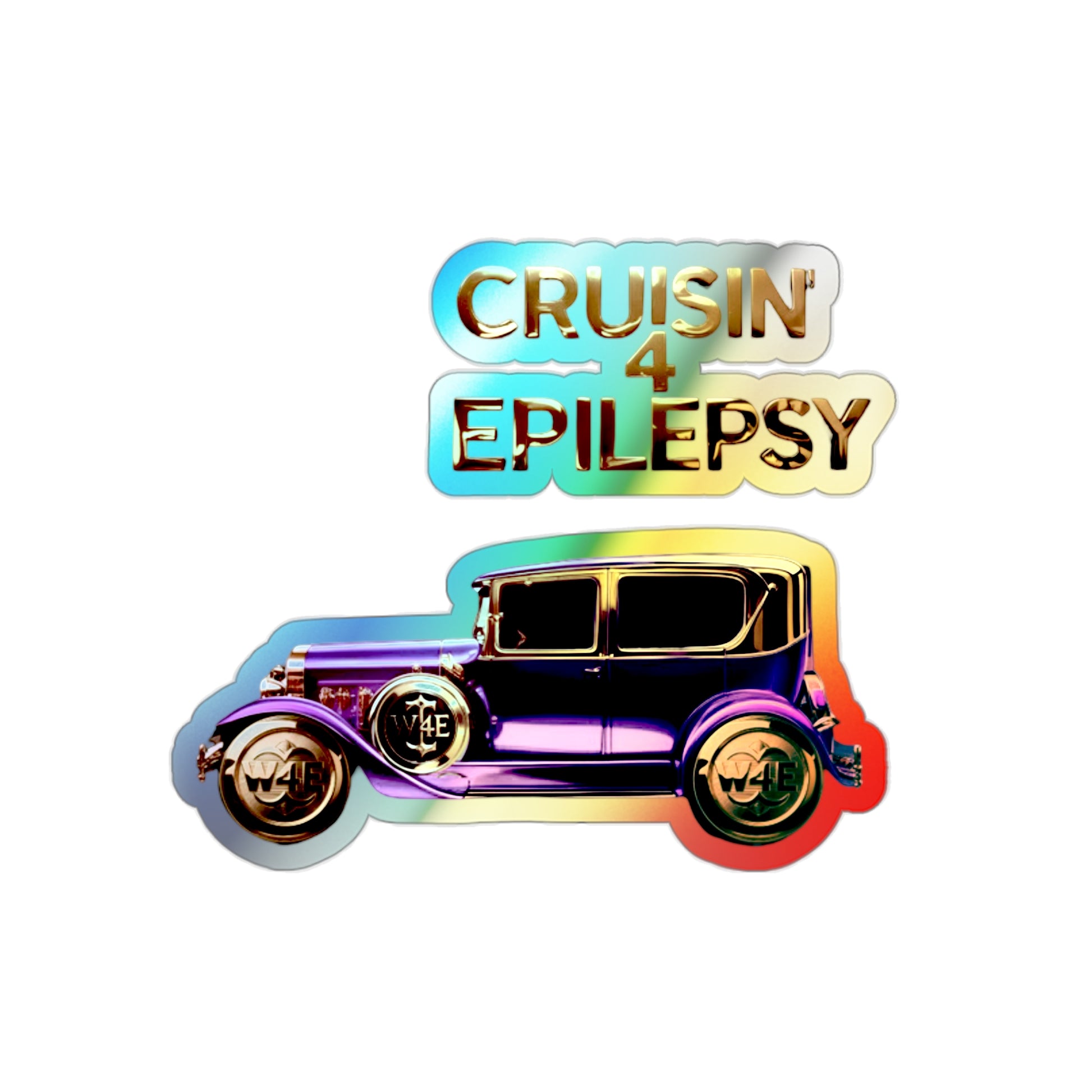Purple Vintage Car Cruisin’ 4 Epilepsy Die-Cut Stickers
