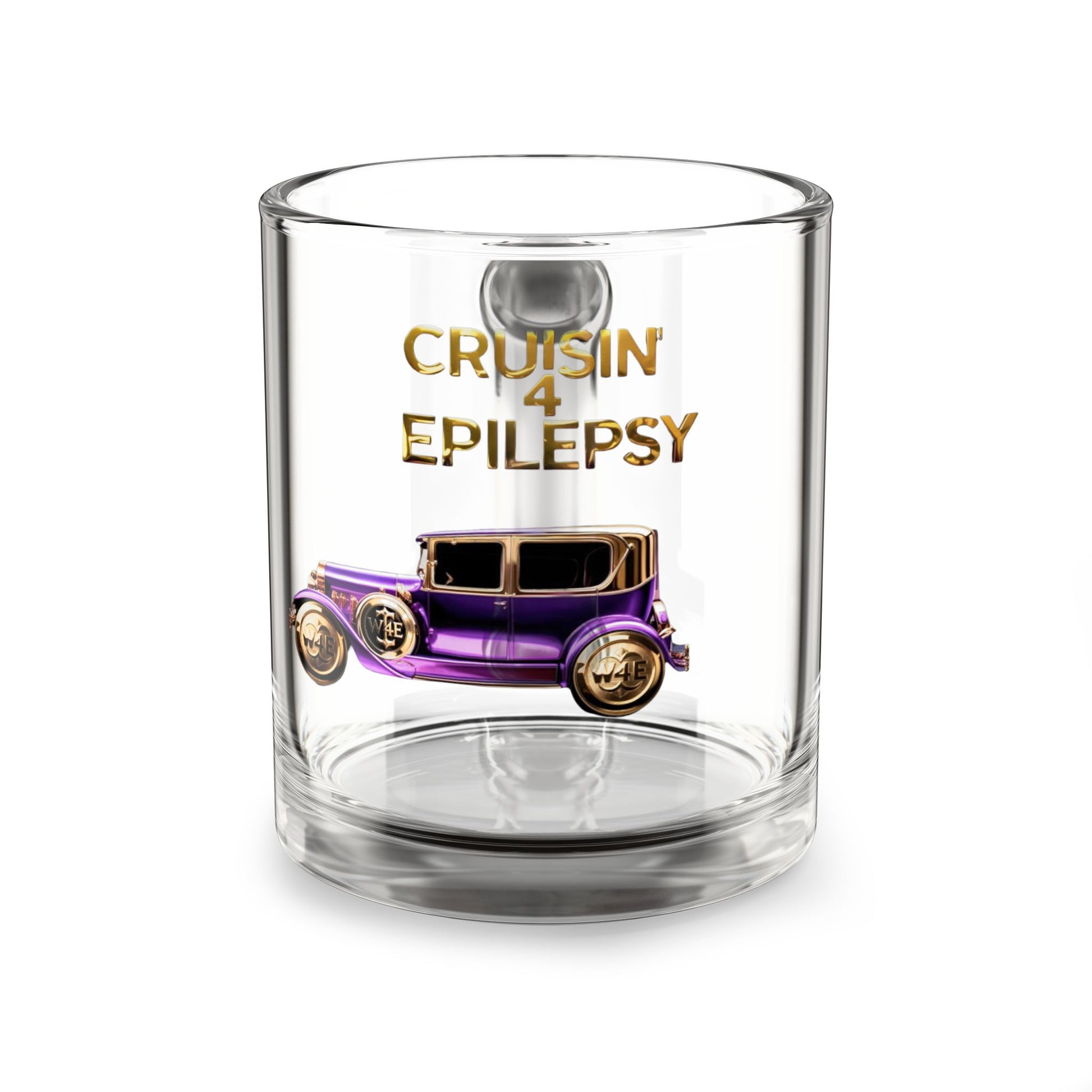 Purple Vintage Car Cruisin' for Epilepsy Glass Mug, 10oz