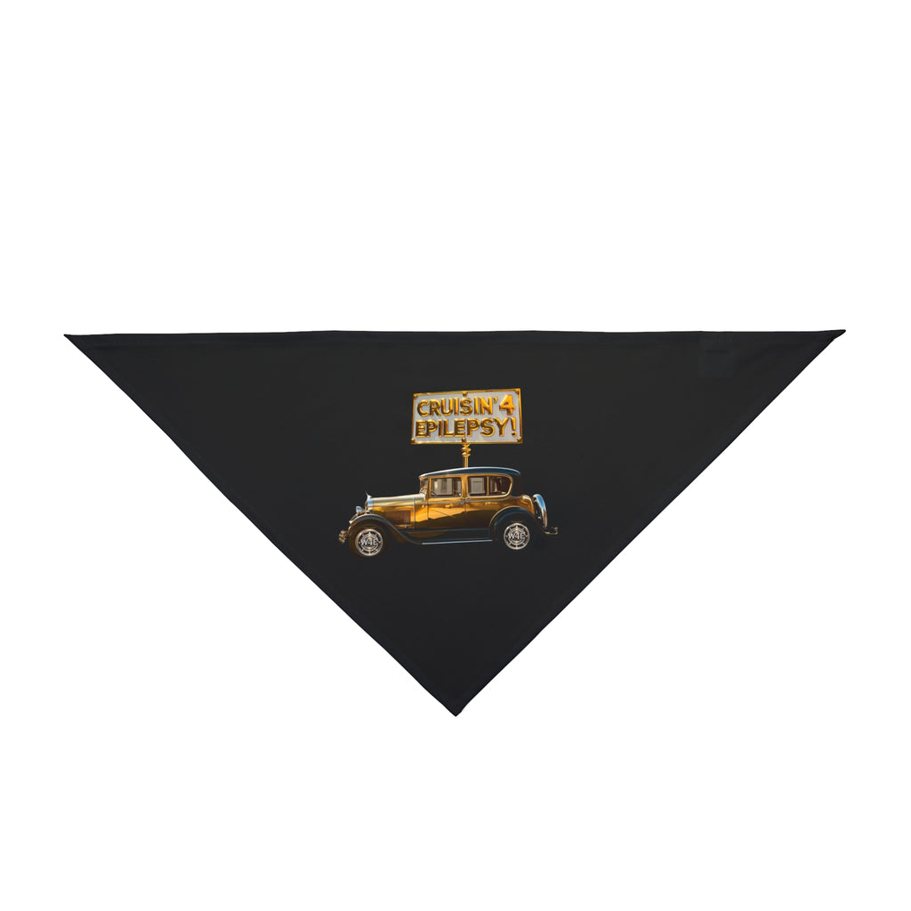 Gold Vintage Car Cruisin"  4 Epilepsy Pet Bandana, Black