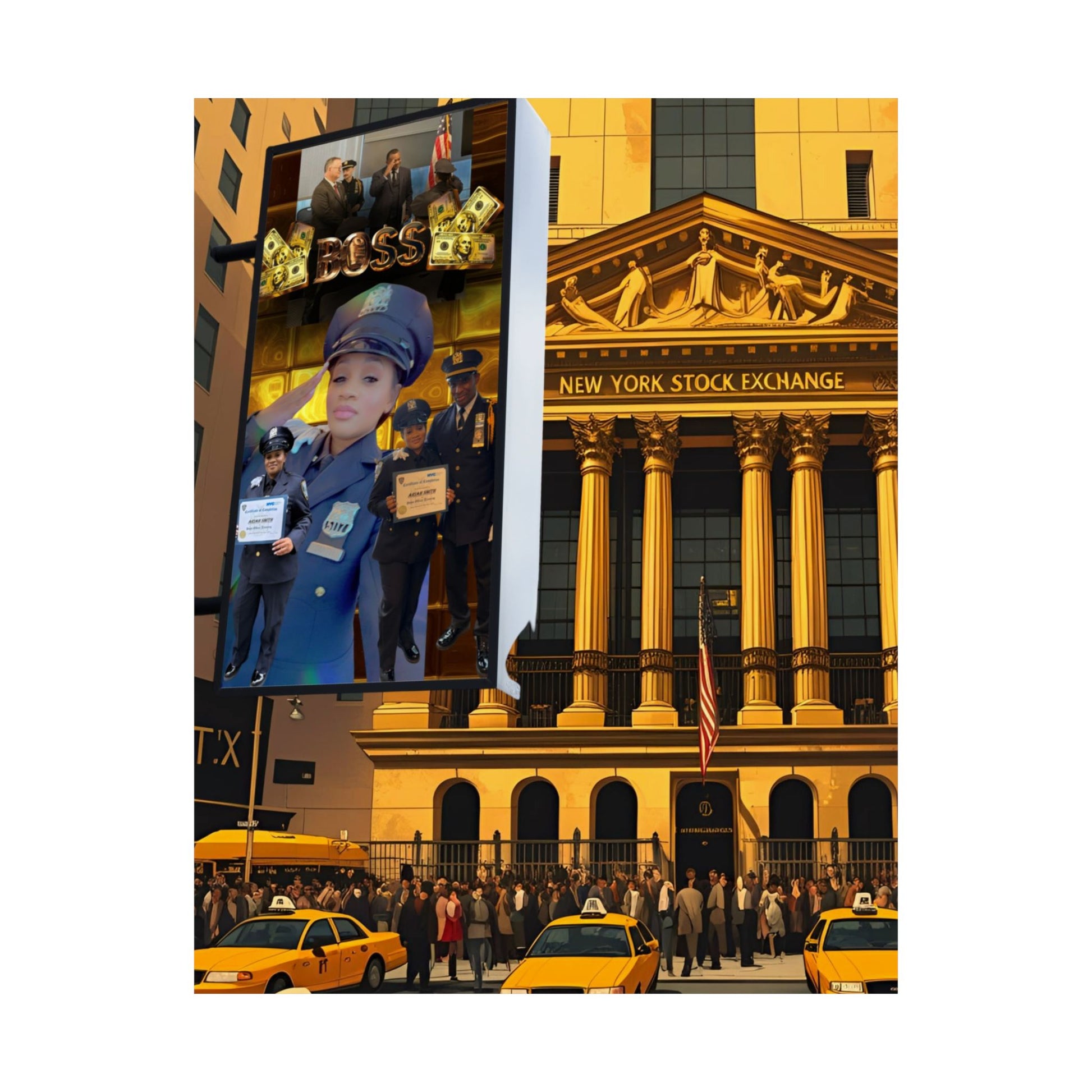 Urban Wall Art Print, NY Stock Exchange Satin Poster, New York City Decor, Modern Wall Art, Gift for NYC Lovers, Home Office Decor