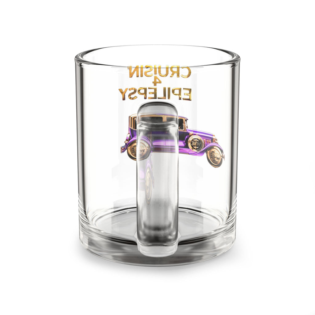 Purple Vintage Car Cruisin' for Epilepsy Glass Mug, 10oz