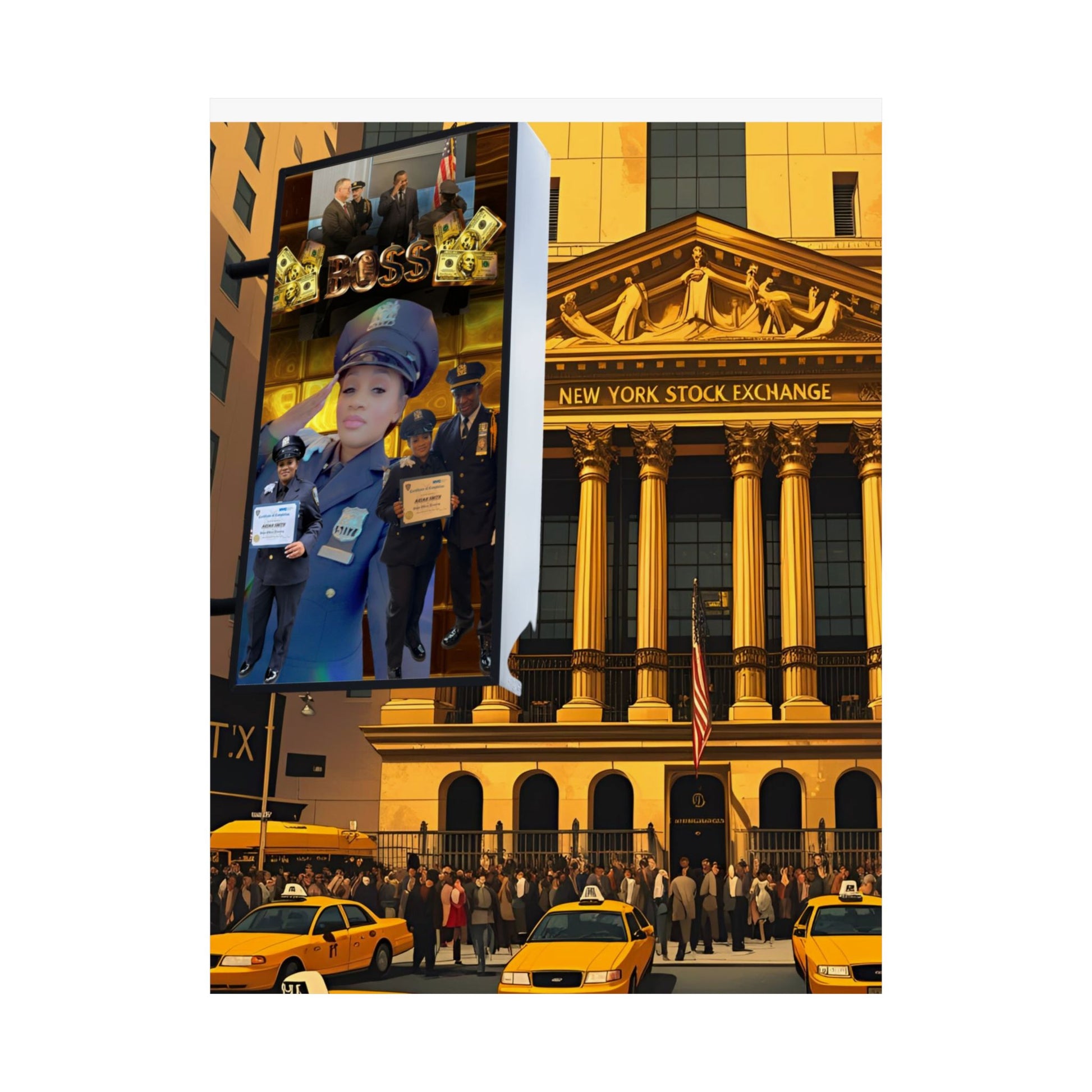 Urban Wall Art Print, NY Stock Exchange Satin Poster, New York City Decor, Modern Wall Art, Gift for NYC Lovers, Home Office Decor