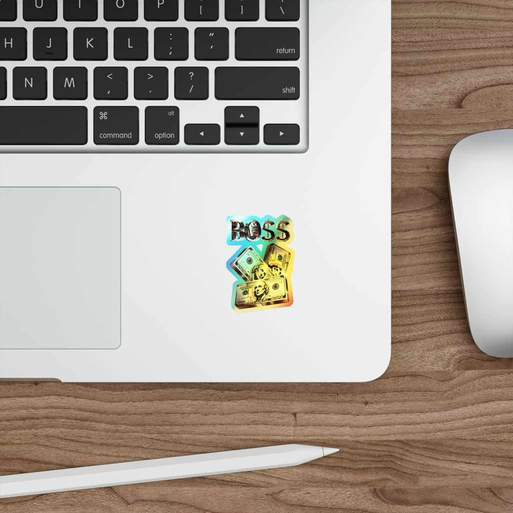 Holographic Boss Die-Cut Stickers - Motivational Skateboard and Laptop Decor, Trendy Gifts for Entrepreneurs, Cool Accessories