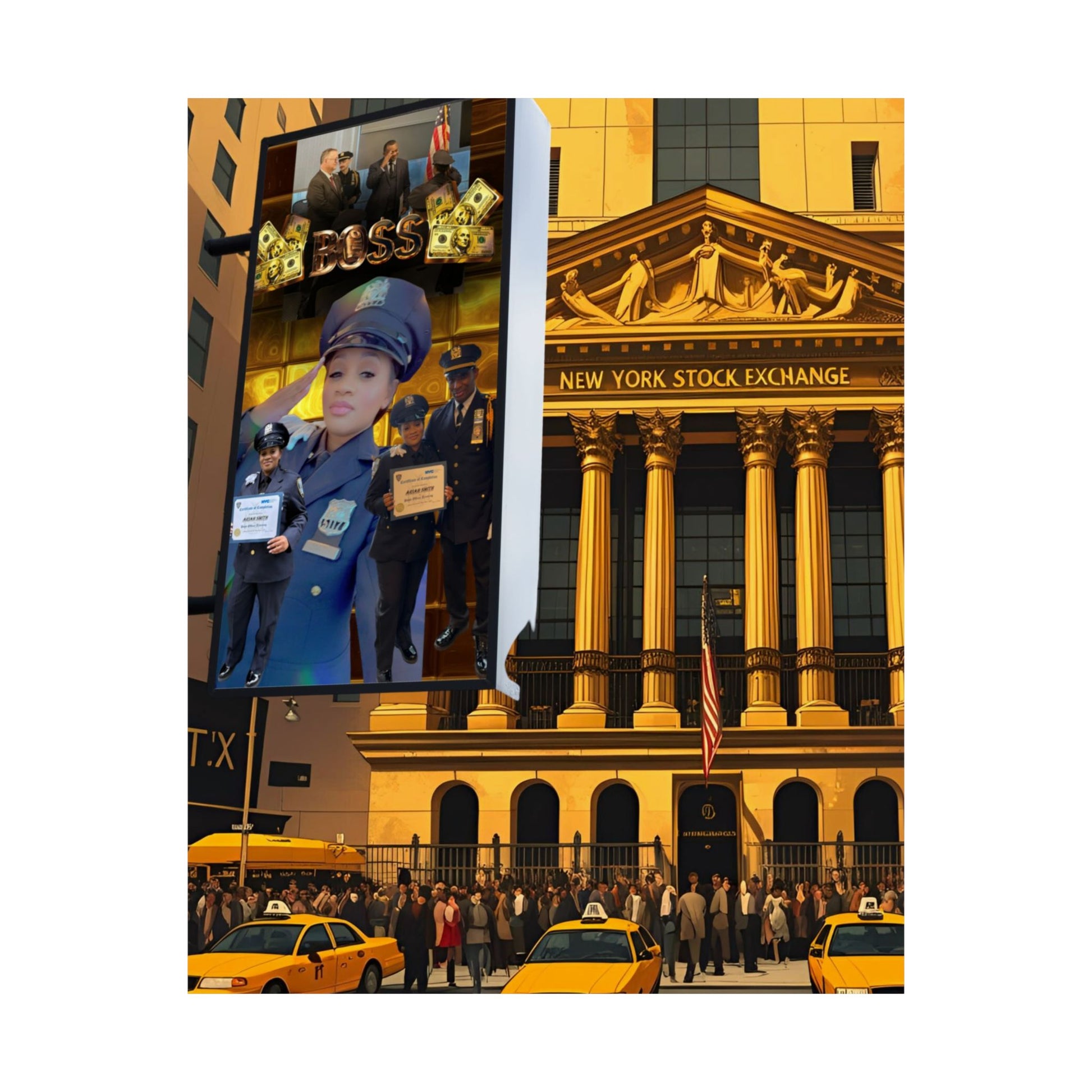 Urban Wall Art Print, NY Stock Exchange Satin Poster, New York City Decor, Modern Wall Art, Gift for NYC Lovers, Home Office Decor
