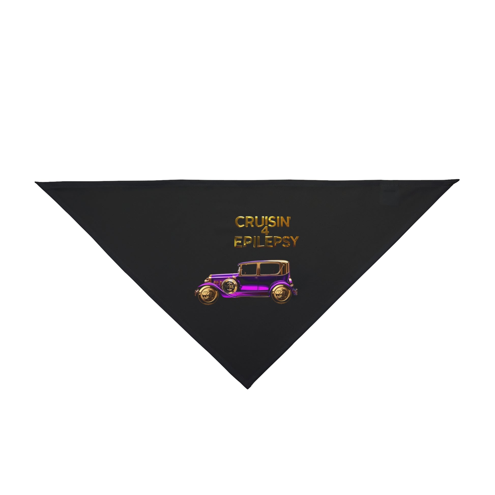 Purple Vintage Car Cruisin' 4 Epilesy Pet Bandana, Black
