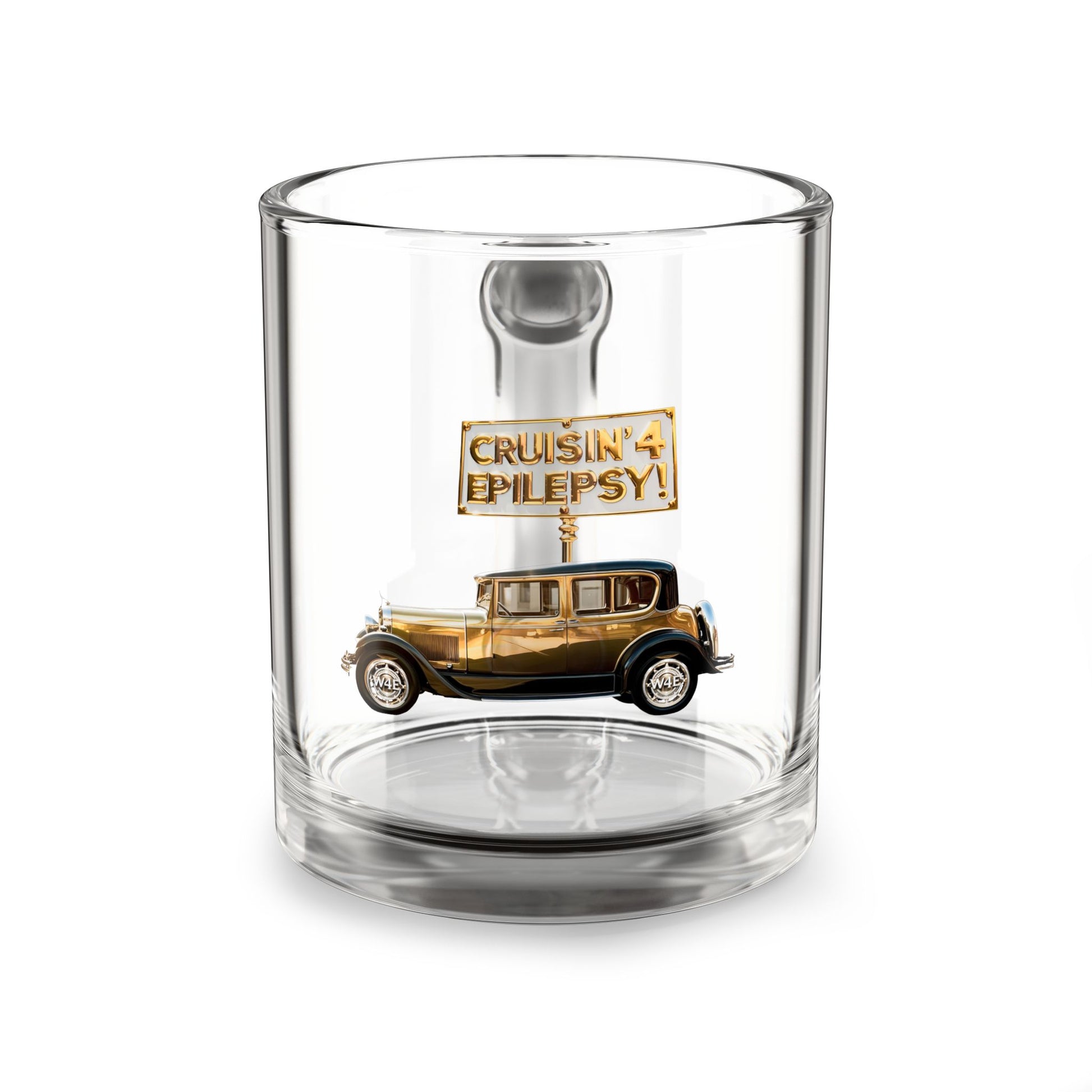 Gold Vintage Car Cruisin' 4 Epilepsy Glass Mug, 10oz