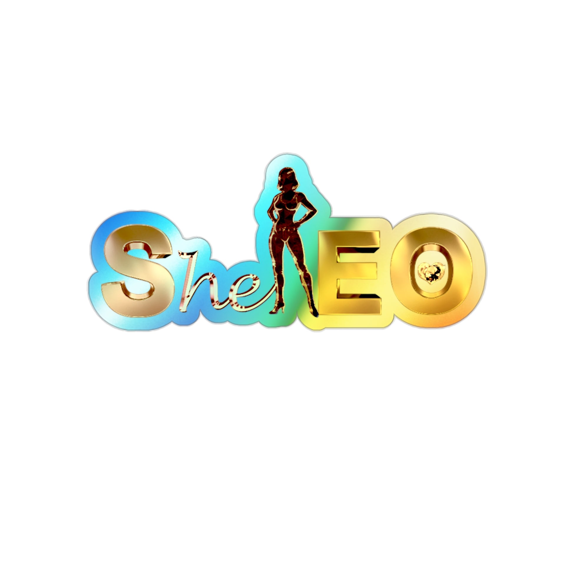 Holographic Die-Cut Stickers: SheEO Vibe, Perfect for Female Empowerment, Journals, Laptops, Skateboards, Gifts