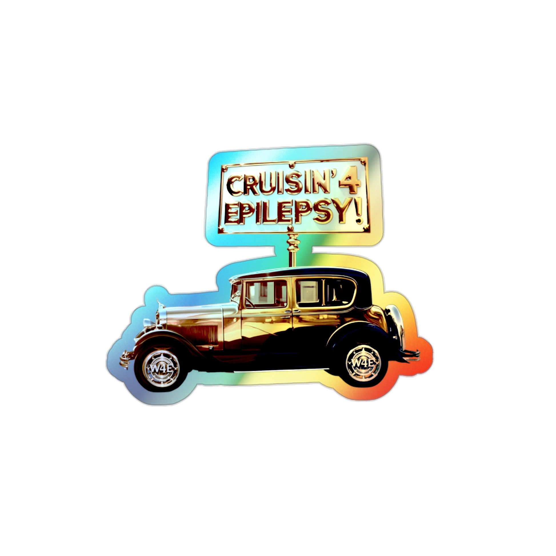 Gold Vintage Car Cruisin’ 4 Epilepsy Die-Cut Sticker