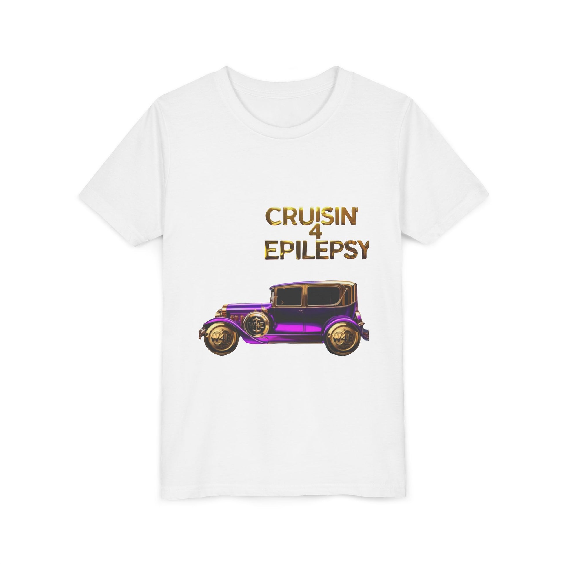 Unisex Youth Purple Vintage Car Cruisin’ 4 Epilepsy Short Sleeve Tee