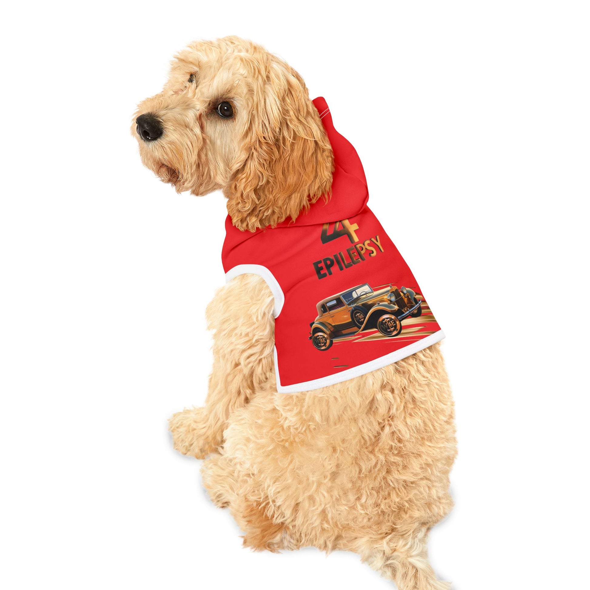 Bronze Vintage Car Cruisin’ 4 Epilepsy Pet Hoodie, Red