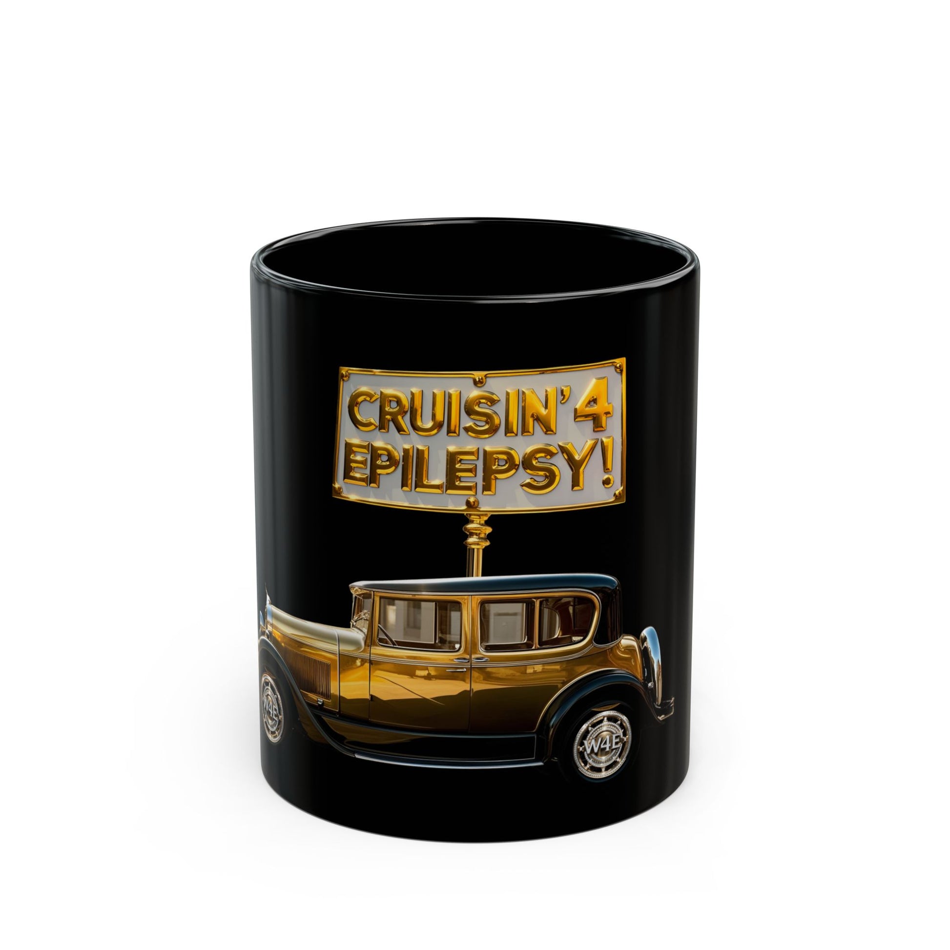 Cruisin' for Epilepsy Mug - Support Awareness, Coffee Cup, Gift for Caregivers, Fundraiser Item, Unique Black Mug