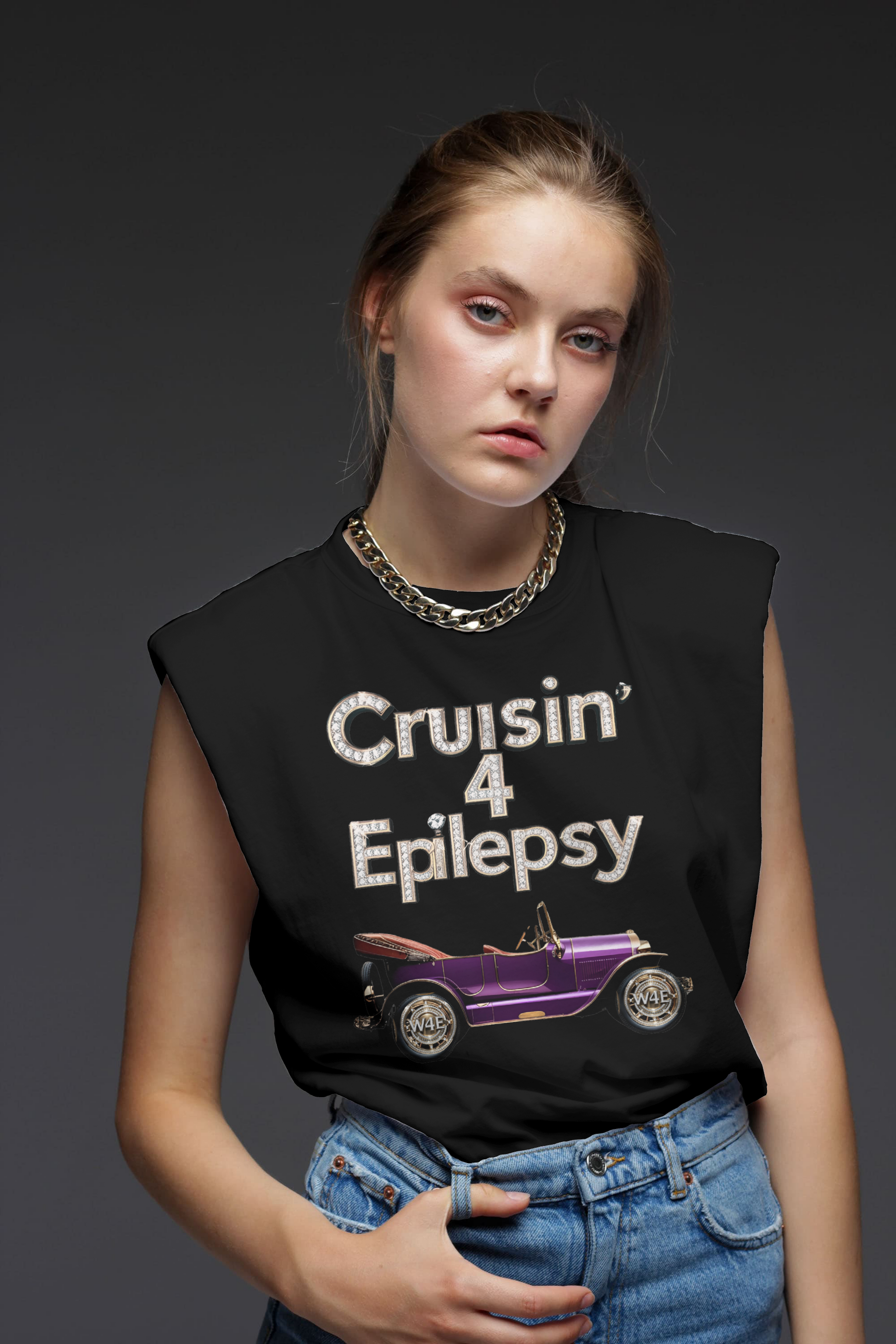 Women’s Bling Cruisin’ 4 Epilepsy  Short Sleeve T-shirt